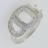 14K White Gold Semi Mount Ring Setting Cushion CU 9x7mm 7.5x5mm 3 Stone Syzjewelry